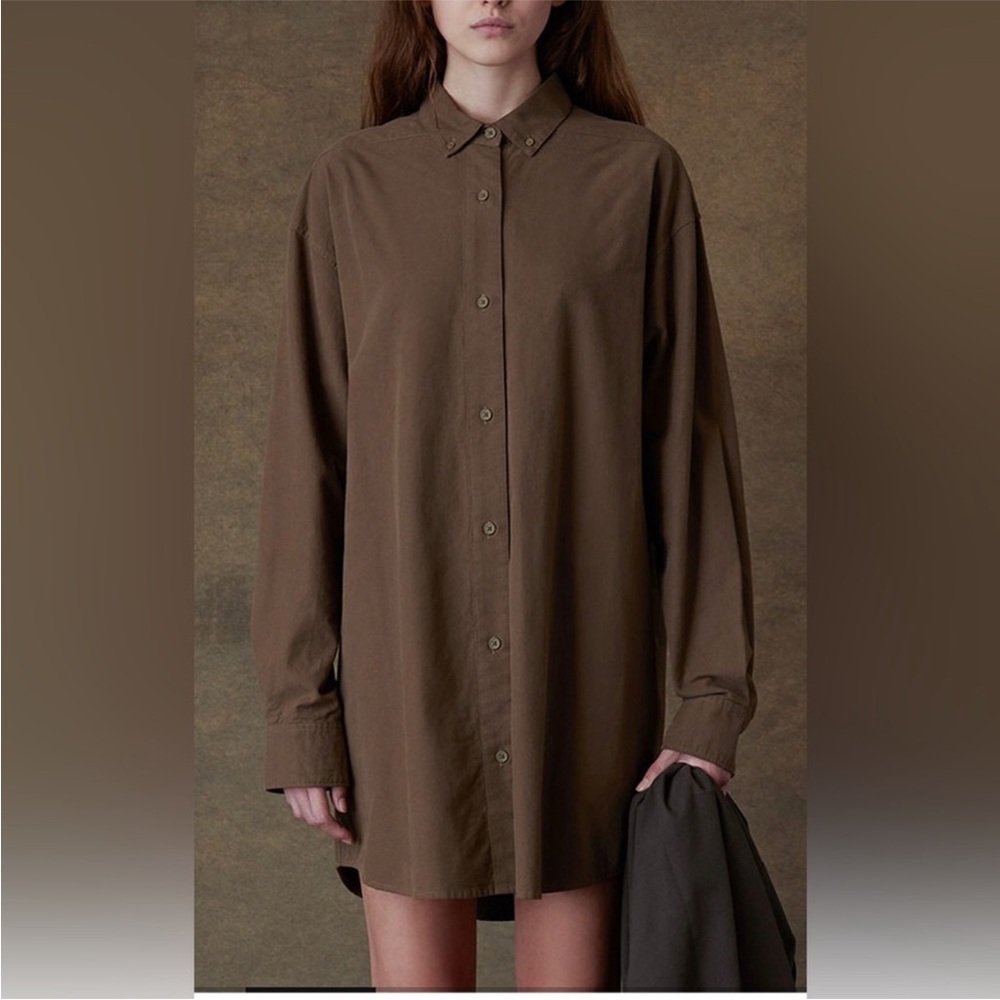 Fear of God Essentials Long-Sleeve Oxford 'Wood' VGUC